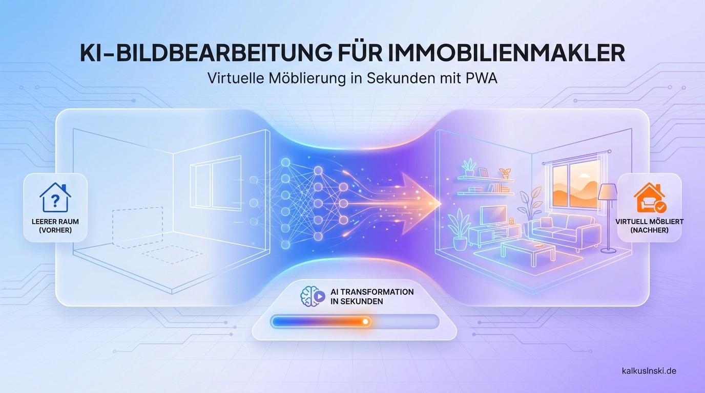 Technische Architektur der KI-Bildbearbeitung: Vom leeren Raum über KI-Transformation zum virtuell möblierten Ergebnis